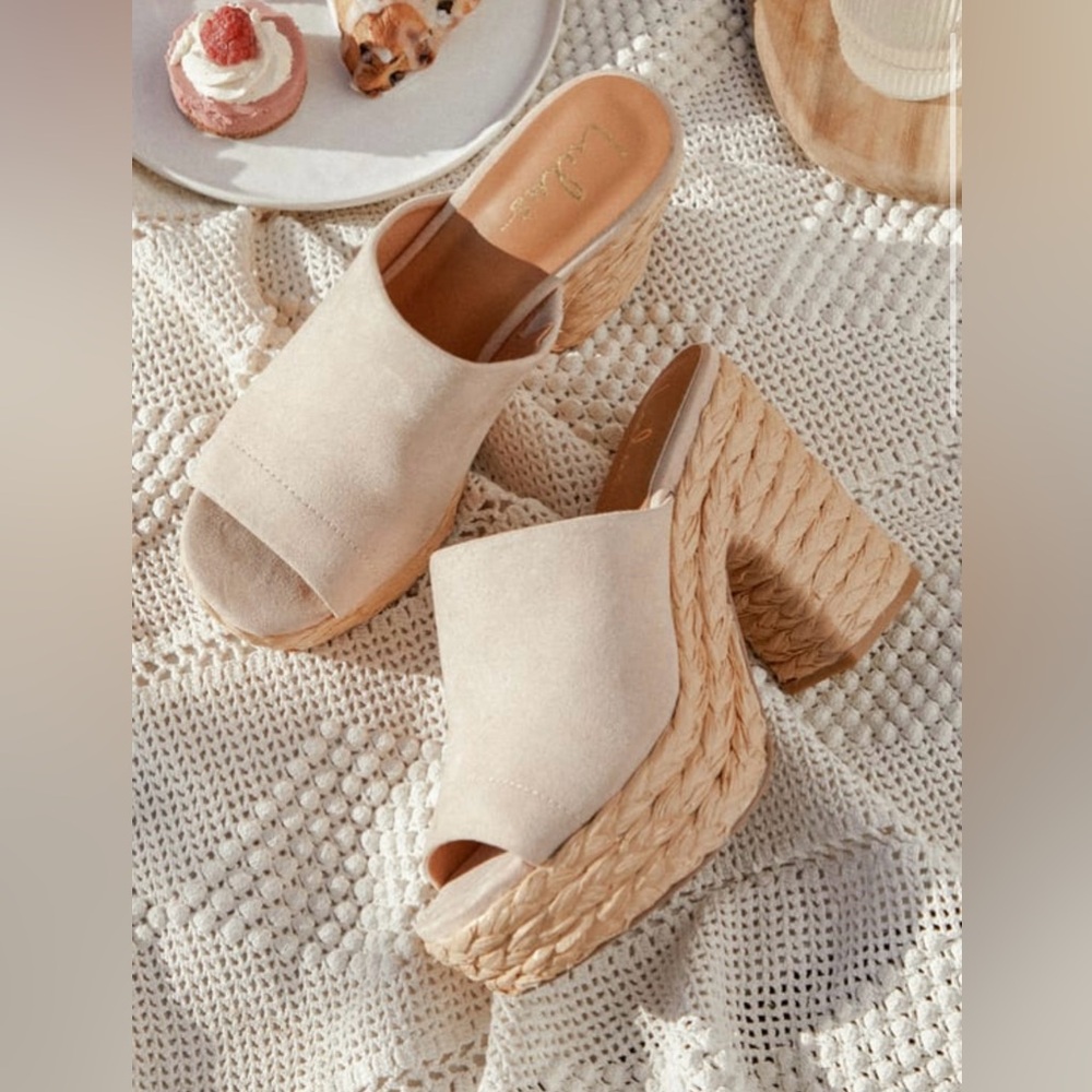 raffia platform sandals